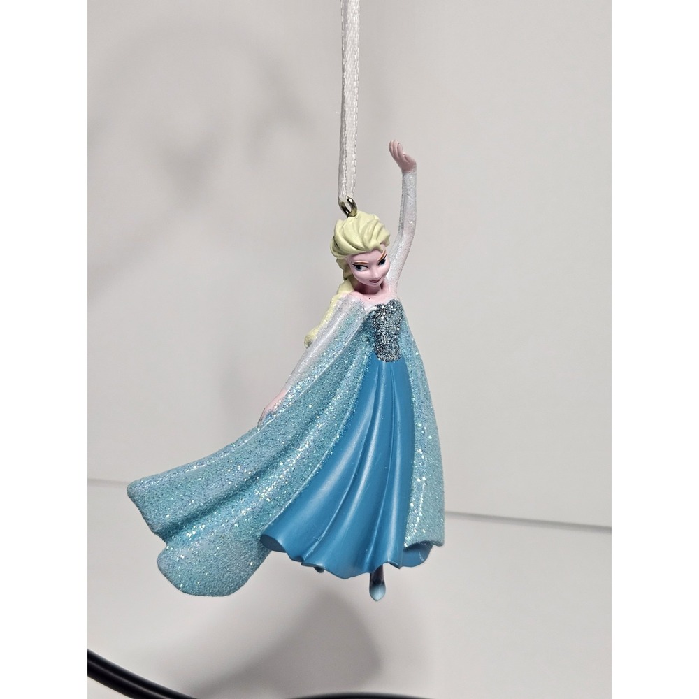 Hallmark 2014 Disney Frozen Elsa Ice Skating Resin Christmas Ornament Glitter